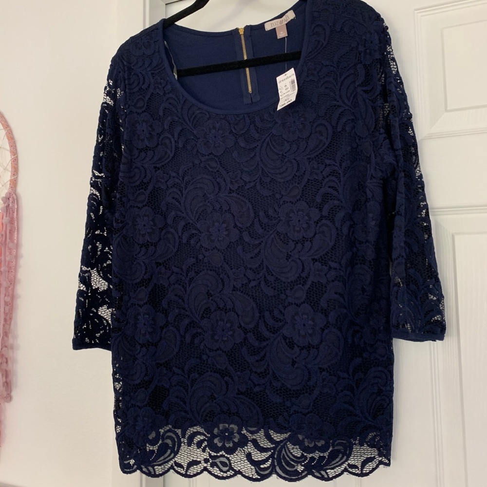 Blue floral detailed blouse